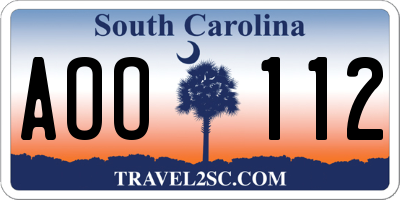SC license plate AOO112