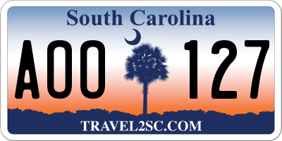SC license plate AOO127