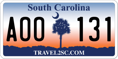 SC license plate AOO131