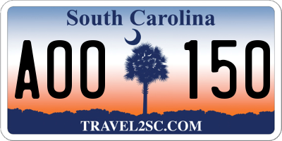 SC license plate AOO150