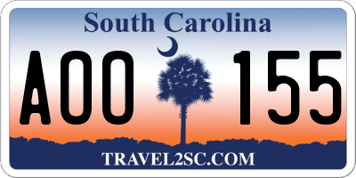 SC license plate AOO155
