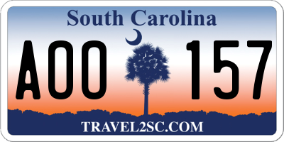 SC license plate AOO157
