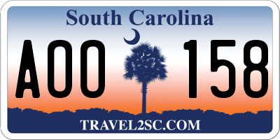 SC license plate AOO158