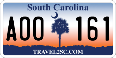 SC license plate AOO161