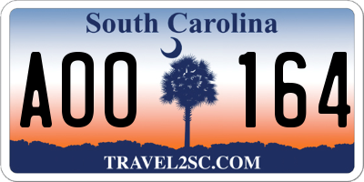 SC license plate AOO164
