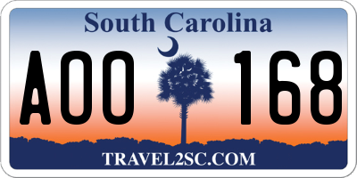 SC license plate AOO168