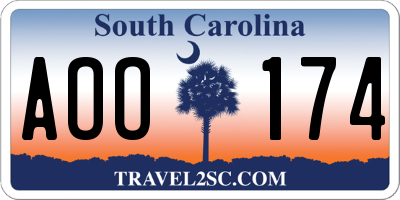 SC license plate AOO174