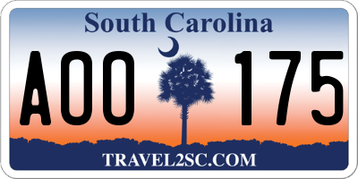 SC license plate AOO175