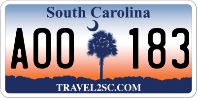 SC license plate AOO183