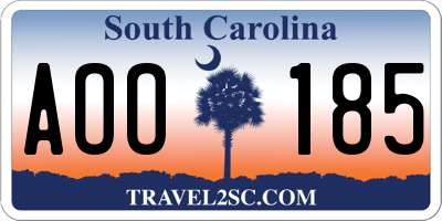 SC license plate AOO185