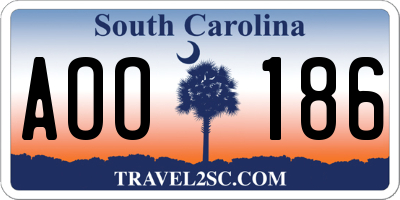 SC license plate AOO186