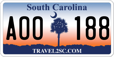 SC license plate AOO188