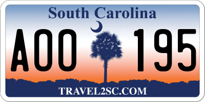 SC license plate AOO195