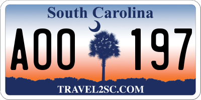 SC license plate AOO197