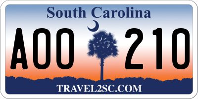 SC license plate AOO210