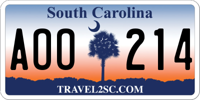 SC license plate AOO214