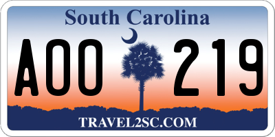 SC license plate AOO219