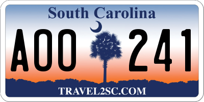 SC license plate AOO241