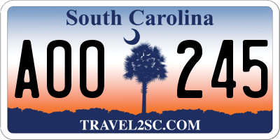 SC license plate AOO245