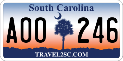 SC license plate AOO246