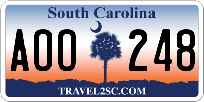 SC license plate AOO248
