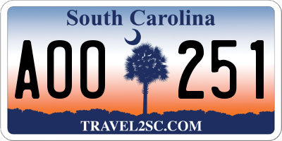 SC license plate AOO251