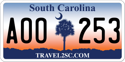 SC license plate AOO253