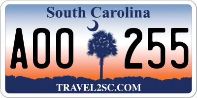 SC license plate AOO255