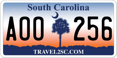 SC license plate AOO256
