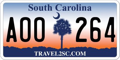 SC license plate AOO264