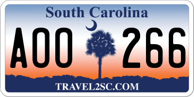 SC license plate AOO266
