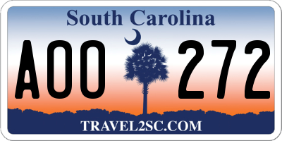 SC license plate AOO272
