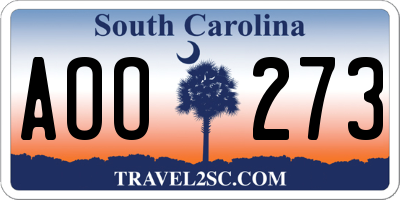 SC license plate AOO273