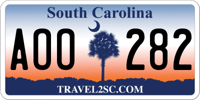 SC license plate AOO282