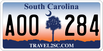 SC license plate AOO284