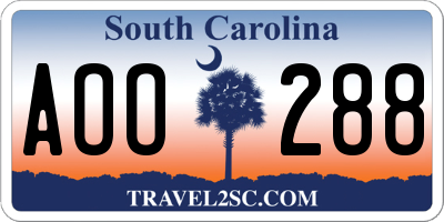 SC license plate AOO288