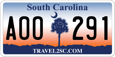 SC license plate AOO291
