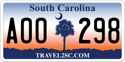 SC license plate AOO298