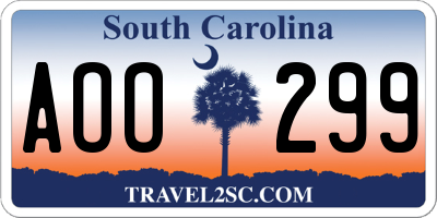 SC license plate AOO299