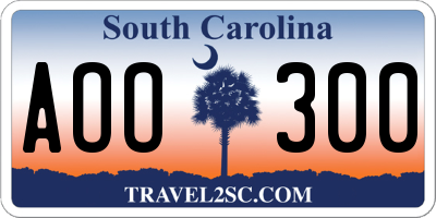 SC license plate AOO300