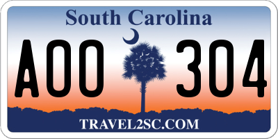 SC license plate AOO304