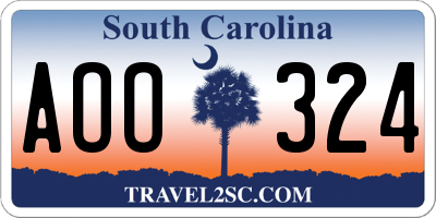 SC license plate AOO324