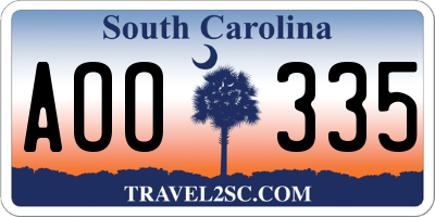 SC license plate AOO335