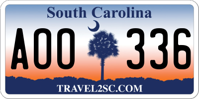 SC license plate AOO336