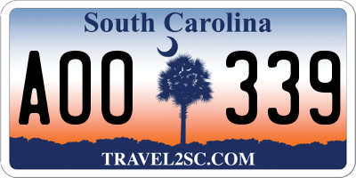 SC license plate AOO339