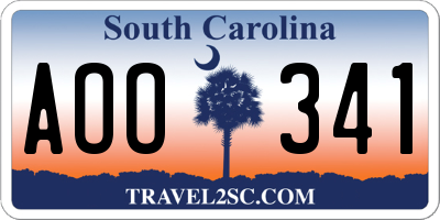 SC license plate AOO341