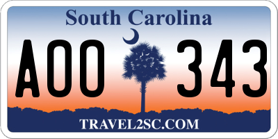 SC license plate AOO343