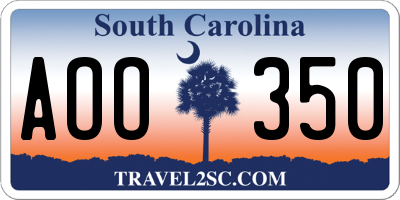 SC license plate AOO350