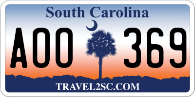 SC license plate AOO369