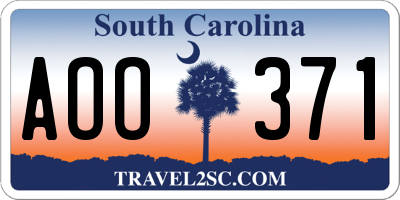 SC license plate AOO371